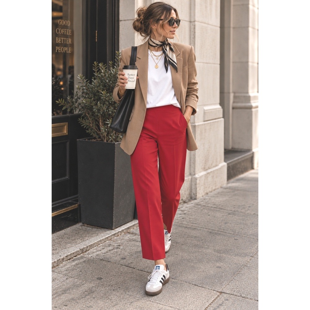 Theory Womens Red Stretch Comfort Pull On Tapered Crop Pants Size 8